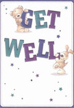 This get well card radiates contagious joy and heartfelt reassurance, with two charming illustrated friends-a teddy bear and a lighthearted puppy-playfully sharing the bold, exuberant letters of 'Get Well.' The vivid indigos and teal tones of the text shine confidently against a delicate cream background, reminiscent of the tranquil moments one finds by Grays Riverside Park. Scattered blue and purple stars sprinkle across the scene, their sparkle adding a sense of hope and whimsy that elevates the card's mood. Each character's fur and ears are drawn with a tactile softness, the kind of gentle comfort that would come with a hand-delivered bouquet from Flower Delivery Grays. The card's composition is beautifully balanced: every element carefully chosen, every stroke brimming with good wishes. This design is not just a visual delight but a warm embrace, perfect for someone recovering on Orsett Road or in a nearby neighbourhood, uniting the power of local kindness and thoughtful gesture.